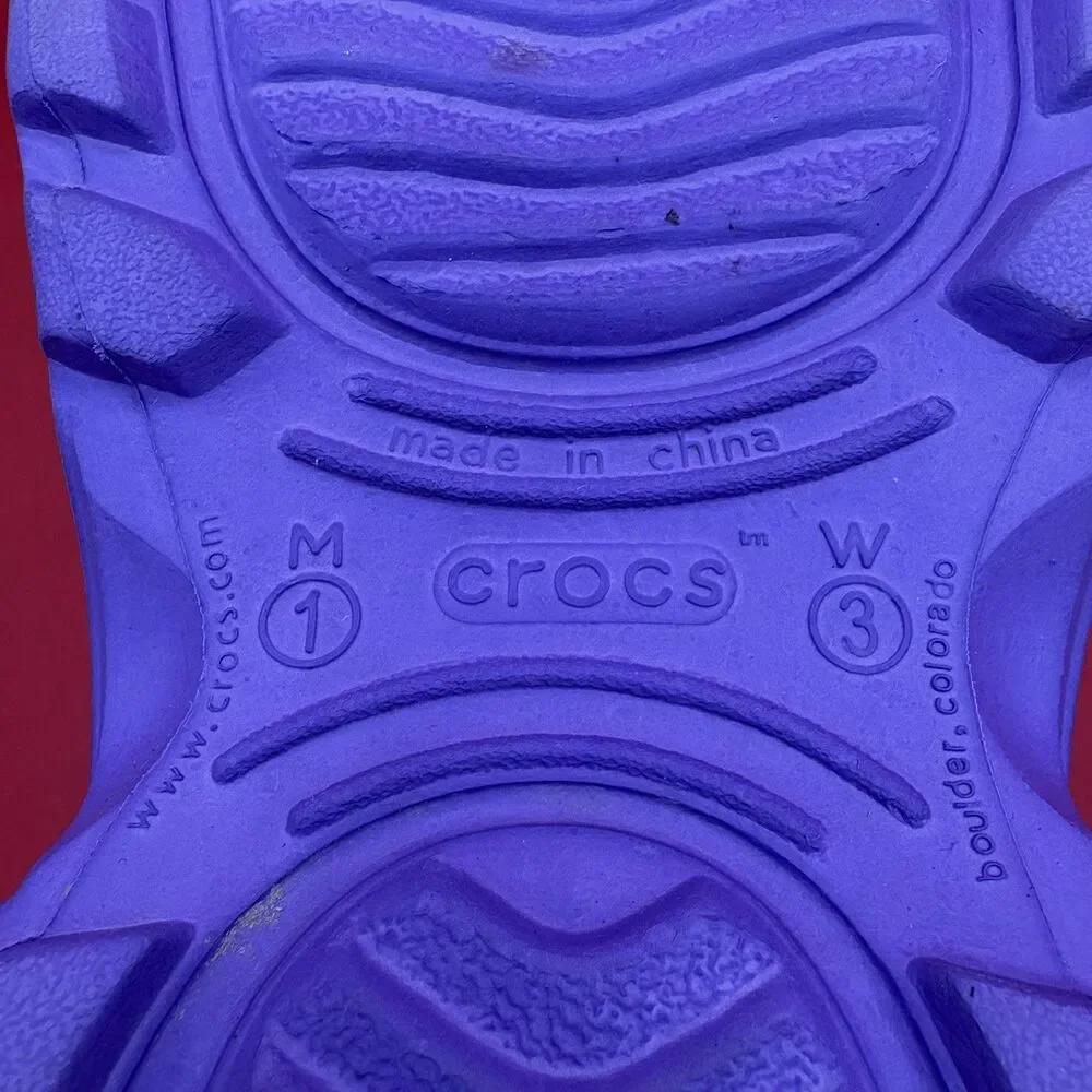 Crocs Classic Georgie Pull On Rubber Rain Boots Purple Mens Size 1 Womens Size 3